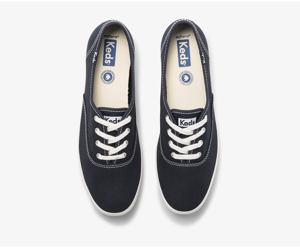 Keds Sneakers Navy - Champion Organic Cotton Canvas - Womens QZYTGF-312